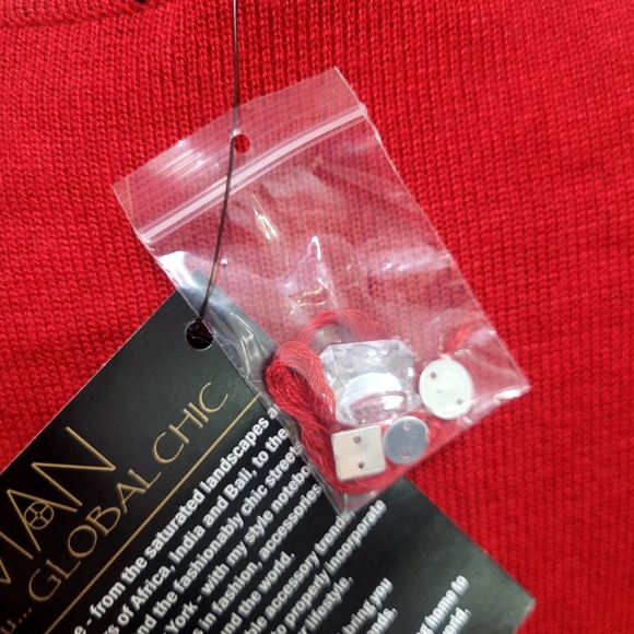 NEW! IMAN Jeweled Embellished "Touch of Cashmere" Sweater Tunic, Red - Picture 6 of 9